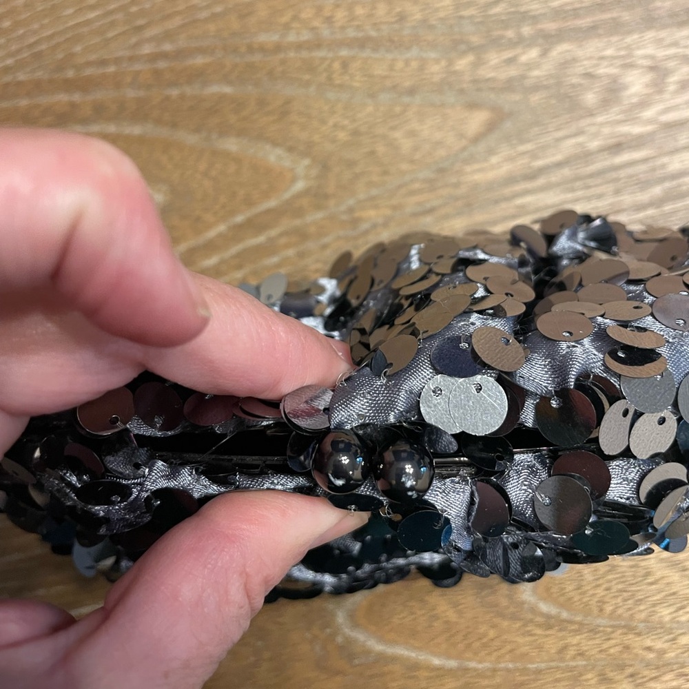 BCBGMaxAzria Black and Silver Sequin Clutch - Picture 5 of 8